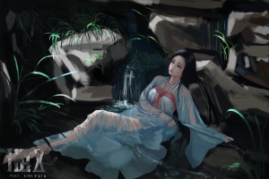 公主 汉服 沐浴 唯美插画 4k动漫壁纸