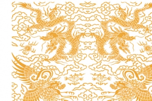黄色龙凤祥云印章花纹