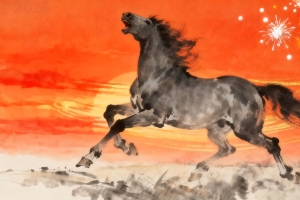 2026一马当先 高大黑色骏马4K壁纸