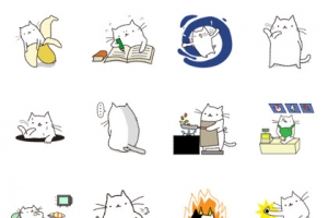 卡通白色小猫
