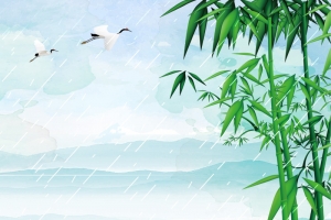 手绘竹林清明节psd分层主图背景素材