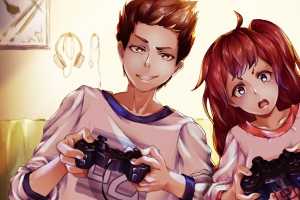 游戏男生女生插画4k壁纸