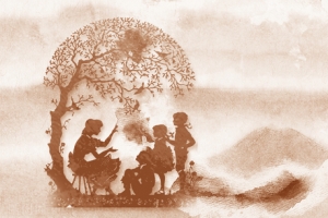 教师节文艺手绘沙画棕色banner