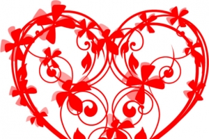 红色缠绕曲线心形七夕