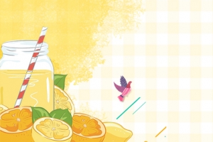 饮品卡通黄色海报背景banner