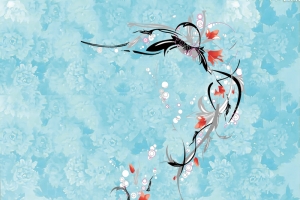 蓝色底纹梅花展板背景