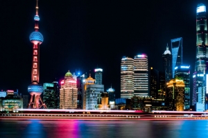 夜城 城市灯光 全景 上海 中国 4k壁纸 3840x2160