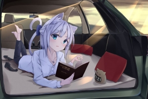 女孩 neko 书 汽车 动漫 4k壁纸 3840x2160