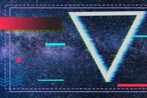 抖音故障风时尚上新几何背景