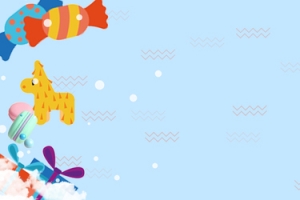 生日派对卡通童趣蓝色banner