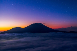山 云 日落 天空 星星 3440x1440风景壁纸