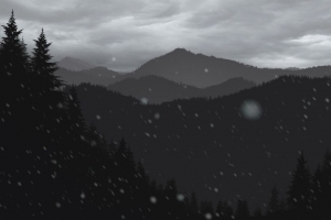 3840x2160 山脉 森林 树木 雪 矢量 艺术壁纸 背景