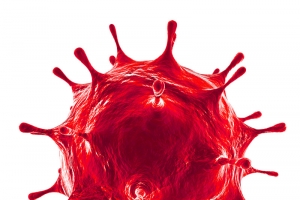 红色Covid-19病毒3D渲染高清PNG透明免扣设计素材免费下载