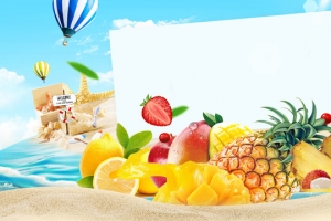 简约夏日清凉水果banner