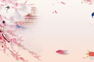 浪漫唯美桃花七夕展板背景素材