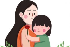 母子手绘元素