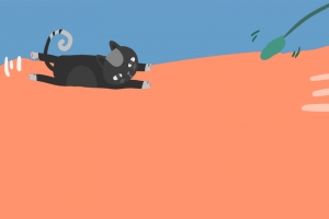 日系手绘插画风猫咪背景