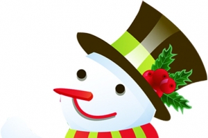 手绘圣诞节绿帽子雪人
