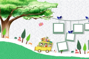 卡通树校园幼儿园照片墙banner
