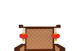 喜庆新年2022虎年椅子木红灯笼