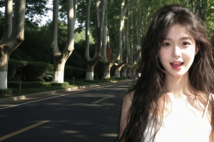 校园长发清纯可爱美女3440x1440带鱼屏壁纸