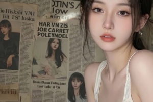 报纸墙可爱漂亮美女3440x1440带鱼屏壁纸
