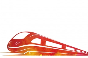 红色渐变高铁元素