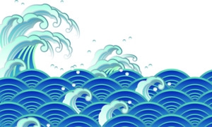 蓝色卡通设计浪花