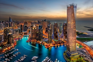 迪拜,建筑,摩天大楼,夜景 6K摄影图片