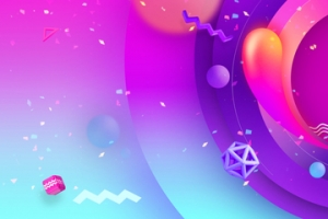 淘宝春天上新童趣促销紫色banner