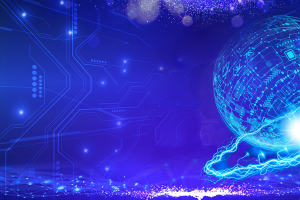 科技背景星球电路图粒子光效