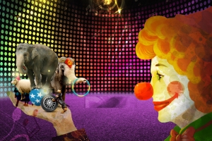 小丑奇幻梦幻创意马戏团嘉年华背景素材