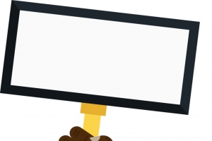 手拿牌子卡通标题框