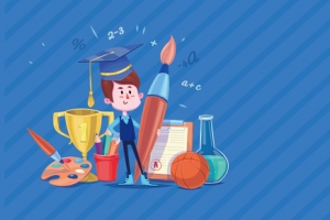 学霸培训班招新几何简约蓝色banner