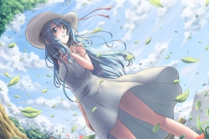 3840x2160 女孩 帽子 连衣裙 动漫 艺术壁纸 背景