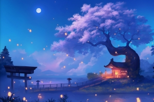 树屋 唯美 月光 风景 4k壁纸 3840x2160