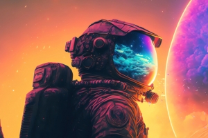 宇航员太空主题4K动漫高清带鱼屏壁纸3440x1440免费下载