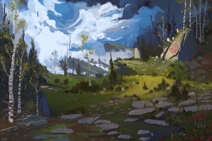 石头 树木 风景 幻想 艺术 4k壁纸 3840x2160