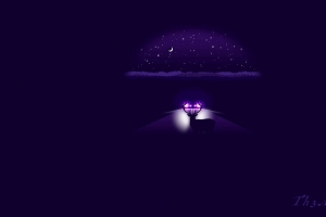 3840x2160 路 夜 鹿 车 光 艺术壁纸 背景