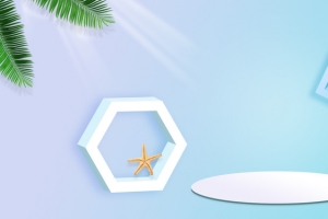 渐变卡通立体几何化妆品banner背景
