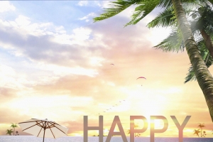 夏日海滩风景旅游平面广告