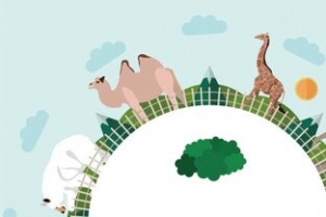 创意动物园地球村插画矢量素材