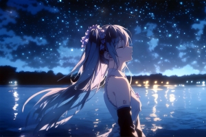 初音未来-湖畔星辰 4K壁纸 3840x2160