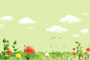 手绘春天花朵踏青海报背景模板