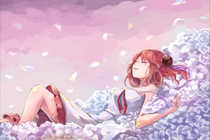银魂 花海 少女 4k动漫壁纸