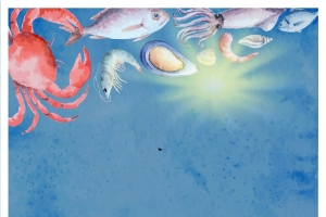 创意海鲜开业促销海报