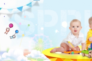国外小孩玩具童趣狂欢梦幻蓝banner
