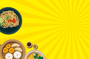 吃货美食扁平几何黄色banner