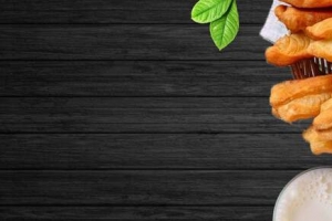 豆浆油条简约黑色banner