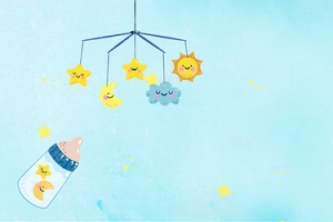 蓝色手绘卡通母婴促销banner